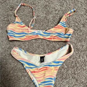 Triangl Colorful Zebra Striped Bikini Set